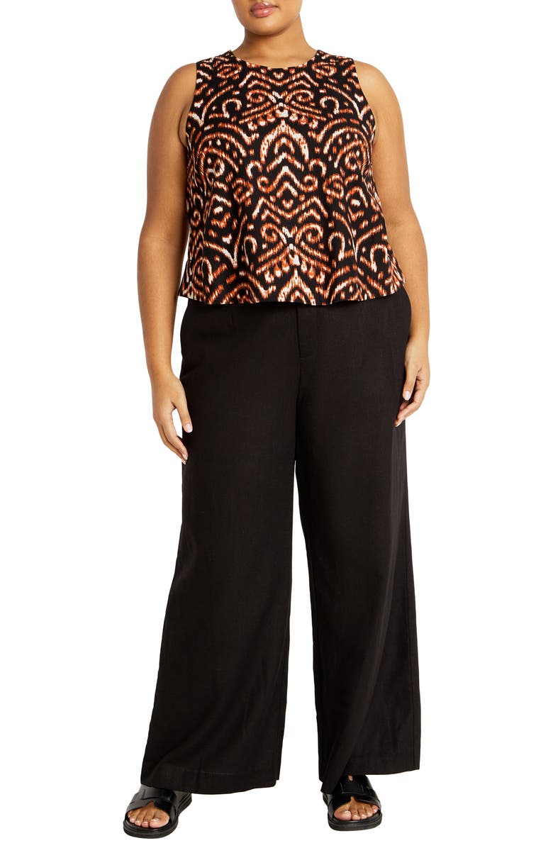 City Chic Amara Print Sleeveless Shell, Alternate, color, 