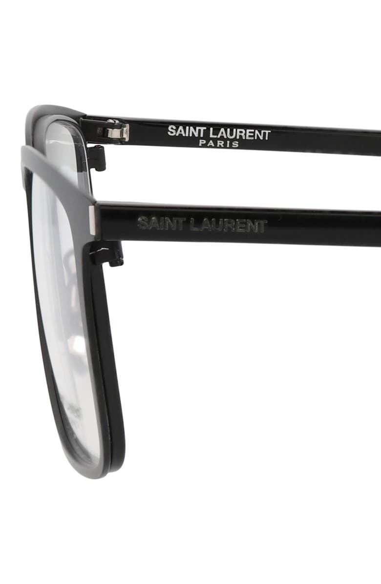 Saint Laurent 54mm Square Optical Glasses, Alternate, color, Black Black Transparent
