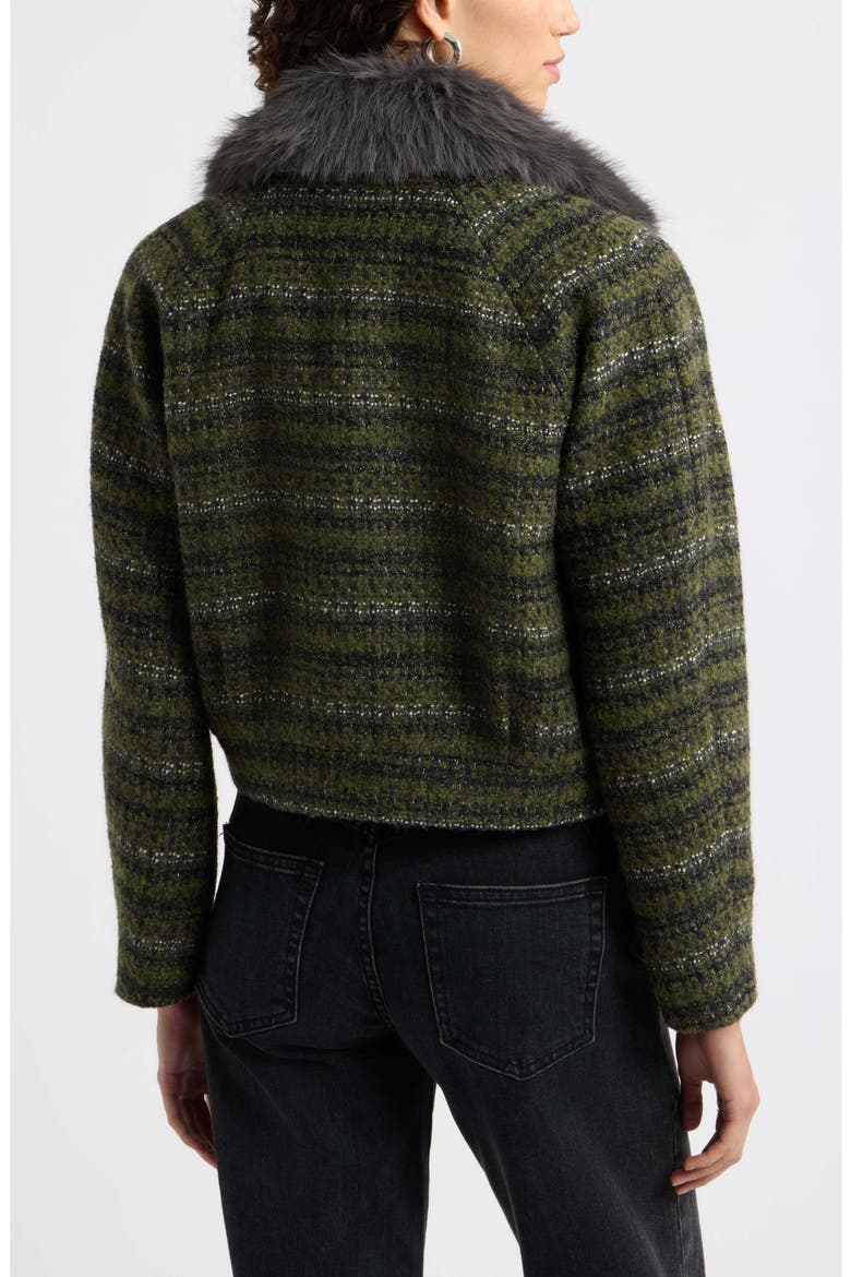 Tweed Bomber Jacket with Faux Fur Collar, Alternate, color, OLIVE TWEED