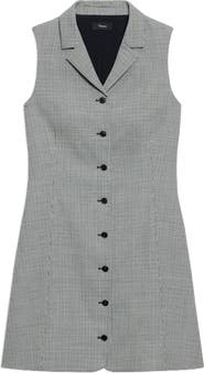 Theory Houndstooth Sleeveless Minidress