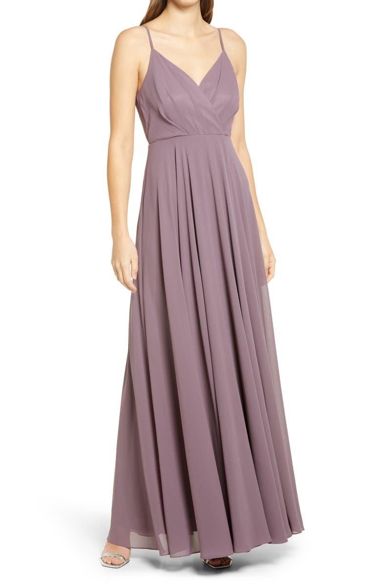Lulus Surplice Chiffon A-Line Gown, Main, color, 