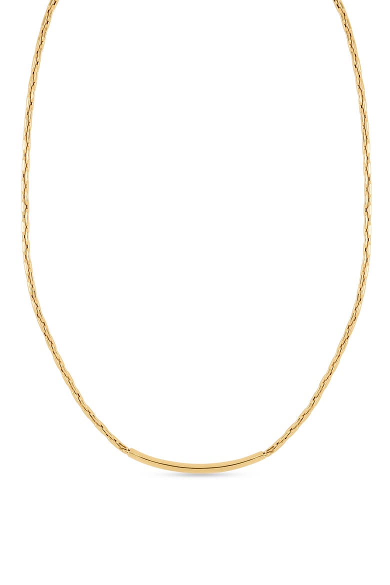 14K Gold Curved Tube Bar Necklace (Online Trunk Show), Main, color, 14K YELLOW GOLD