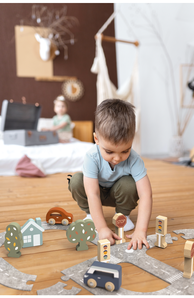 Speedy Monkey Car Track Puzzle, Alternate, color, Multi