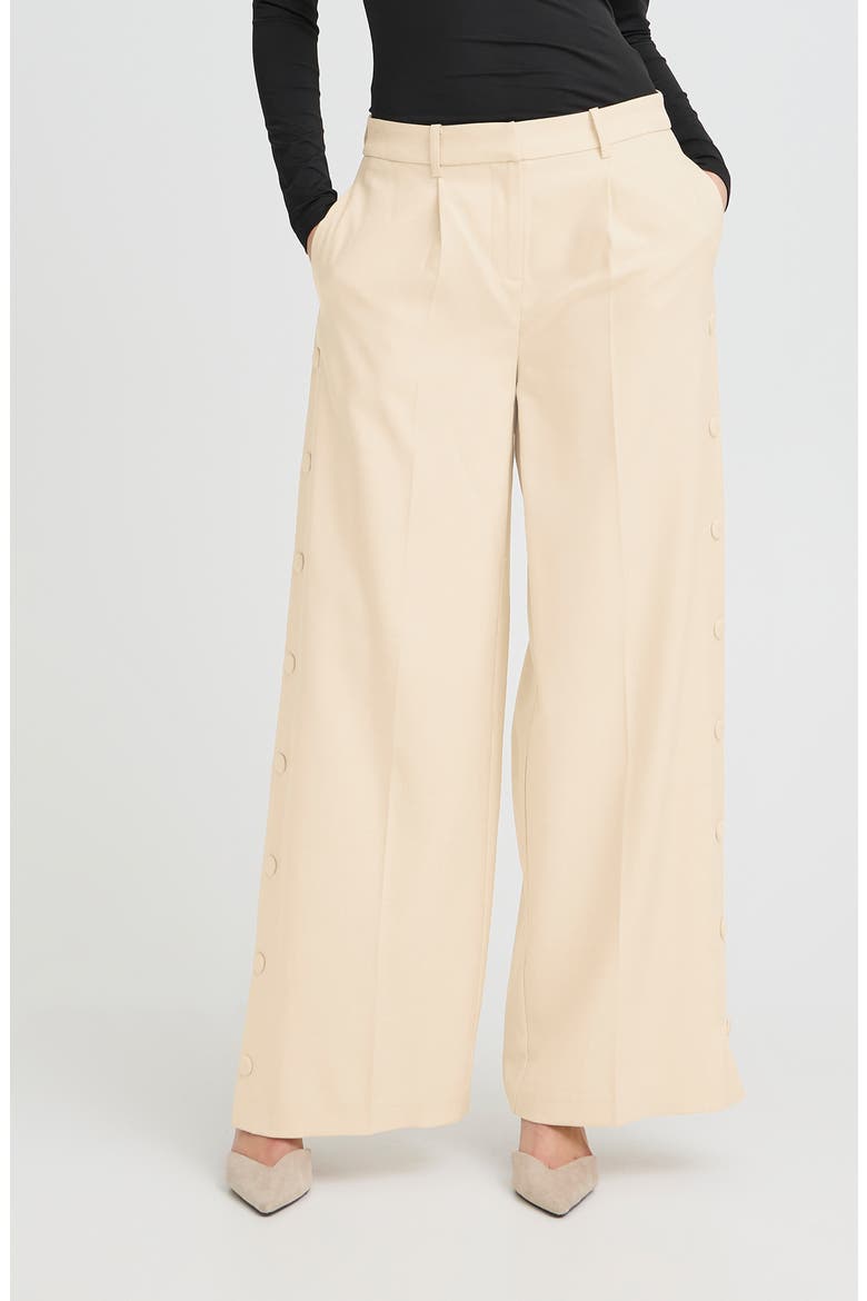Ihlexi Wide Leg Pleat Pants, Main, color, BIRCH MELANGE