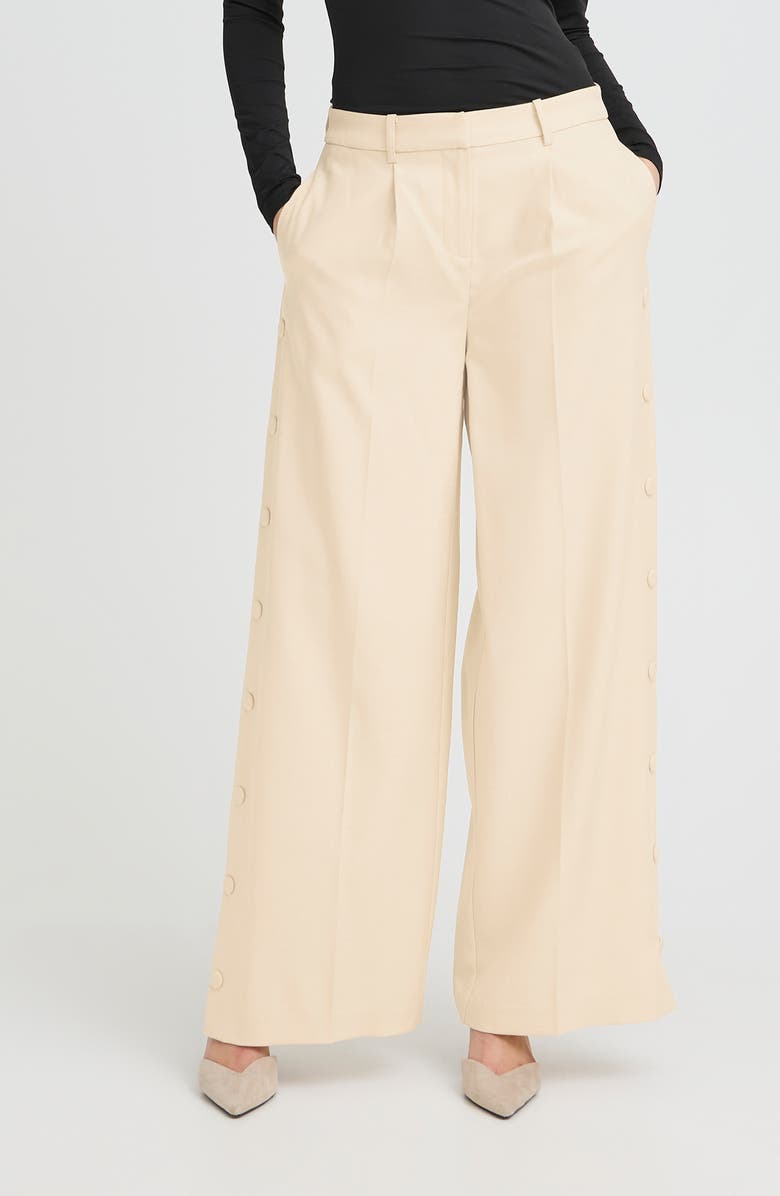 ICHI Ihlexi Wide Leg Pleat Pants, Main, color, 