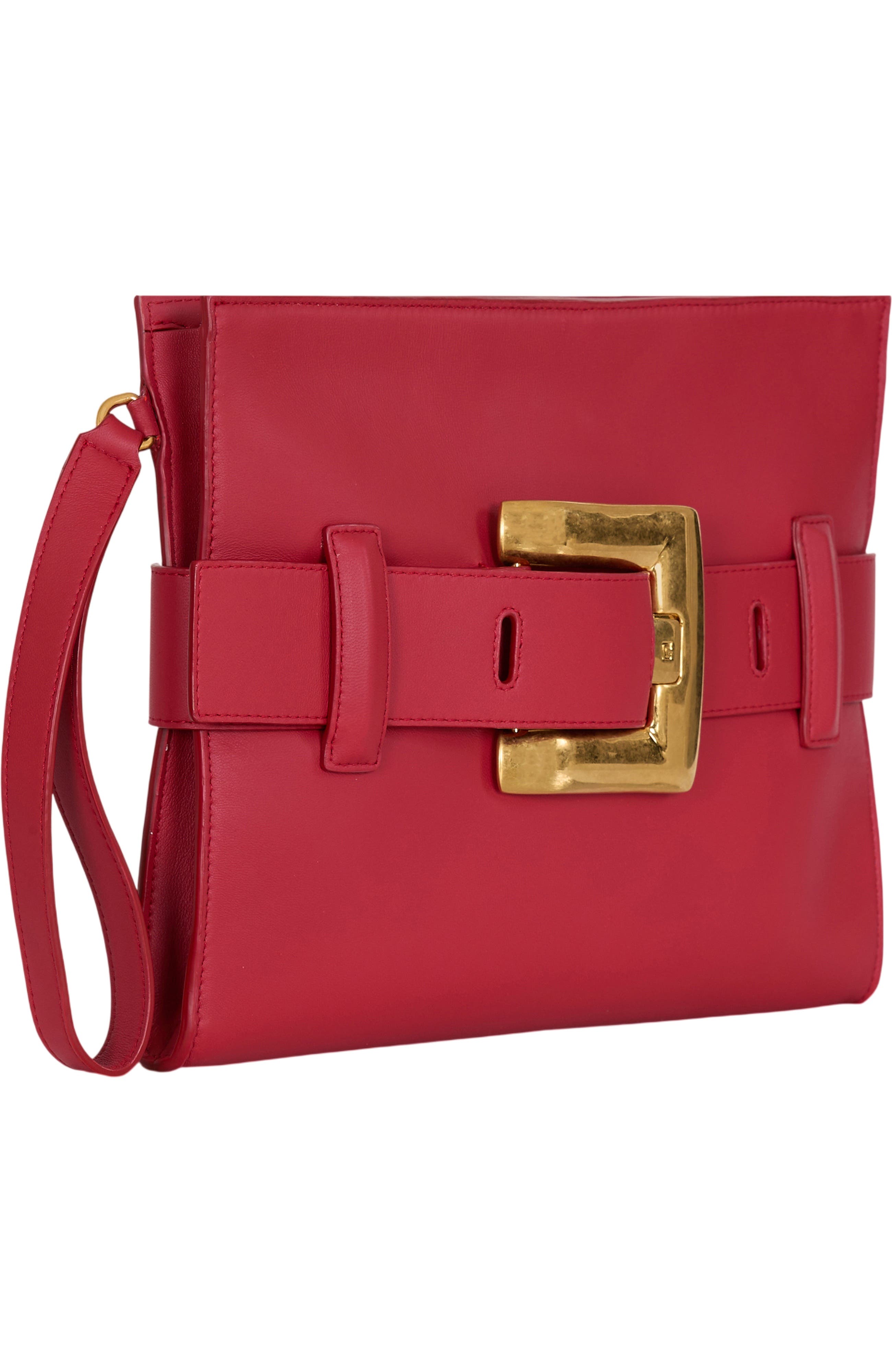 Anthem smooth leather clutch, Alternate, color, red