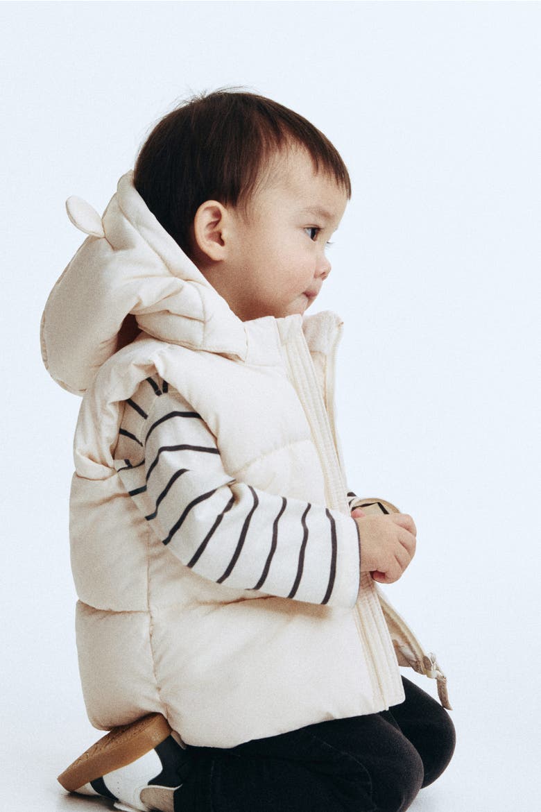 Hooded Puffer Gilet, Alternate, color, Cream