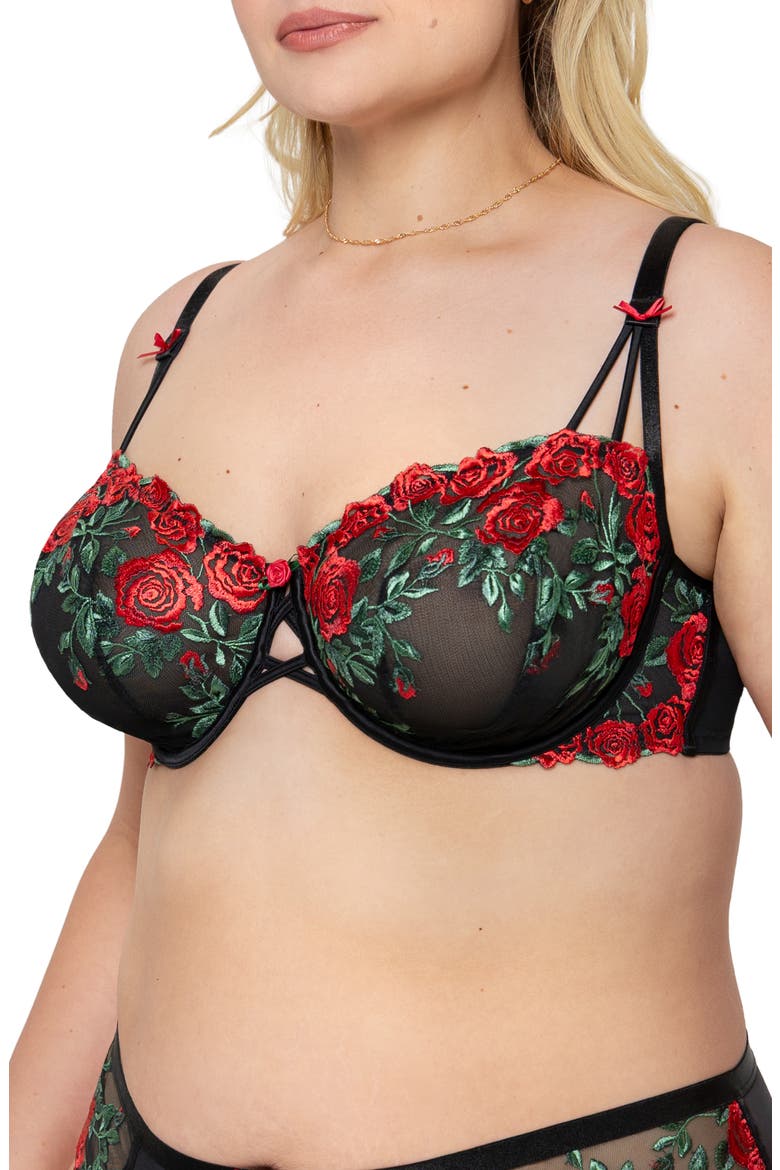 Floral Embroidered Balconette Bra, Alternate, color, ROSE GARDEN EMBROIDE