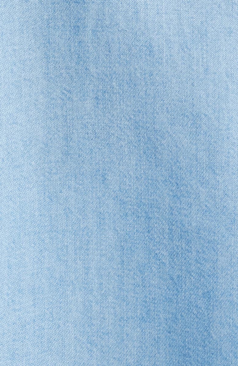 beachlunchlounge Issey Short Sleeve Chambray Shirt, Alternate, color, Light Wash