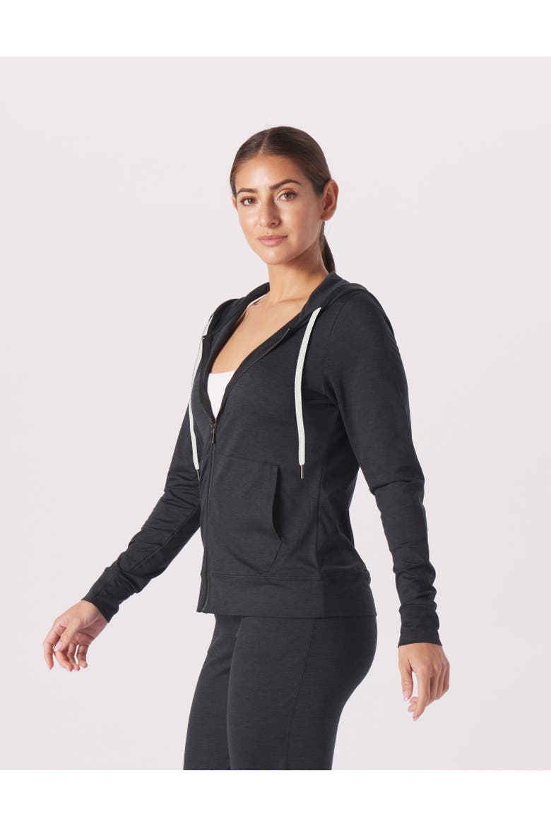 On The Go Lightweight Zip Up Hoodie, Alternate, color, Black Marble