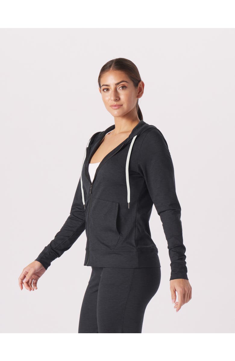 GLYDER On The Go Lightweight Zip Up Hoodie, Alternate, color, Black Marble