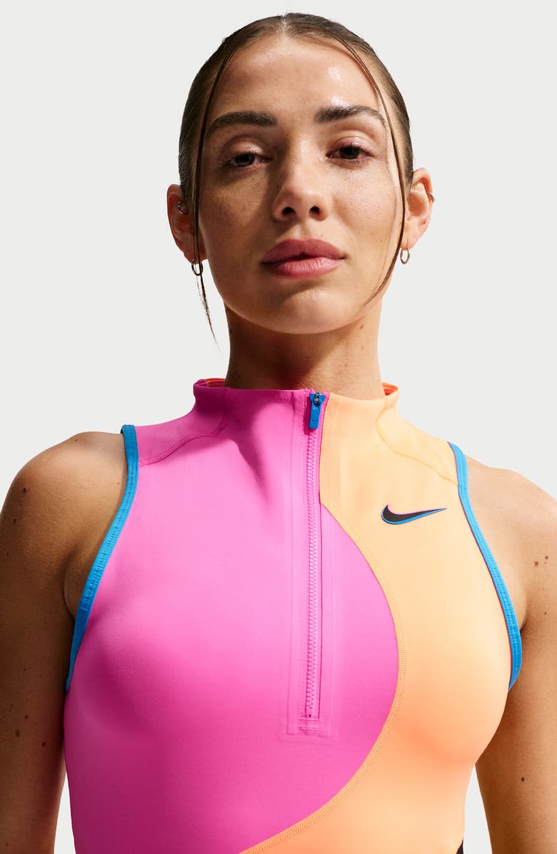 Nike Court Slam Dri-FIT Tennis Dress, Alternate, color, Fuchsia/Orange/Black