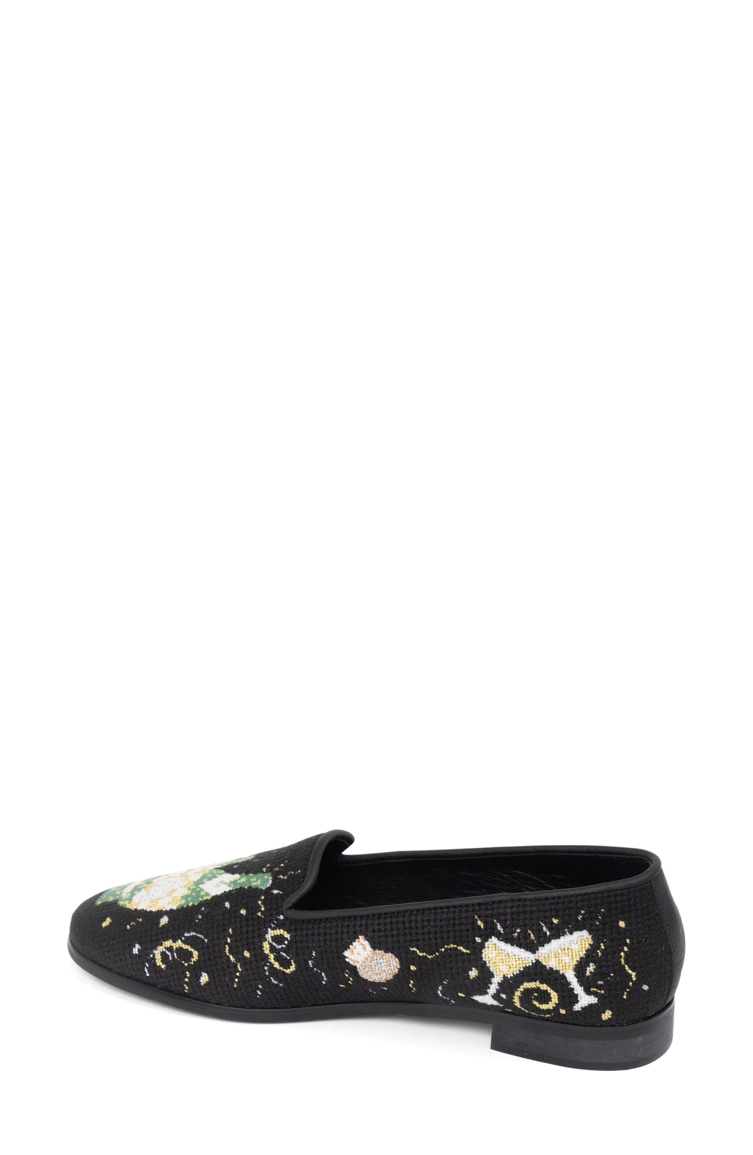 ByPaige Needlepoint Champagne Flat, Alternate, color, Black