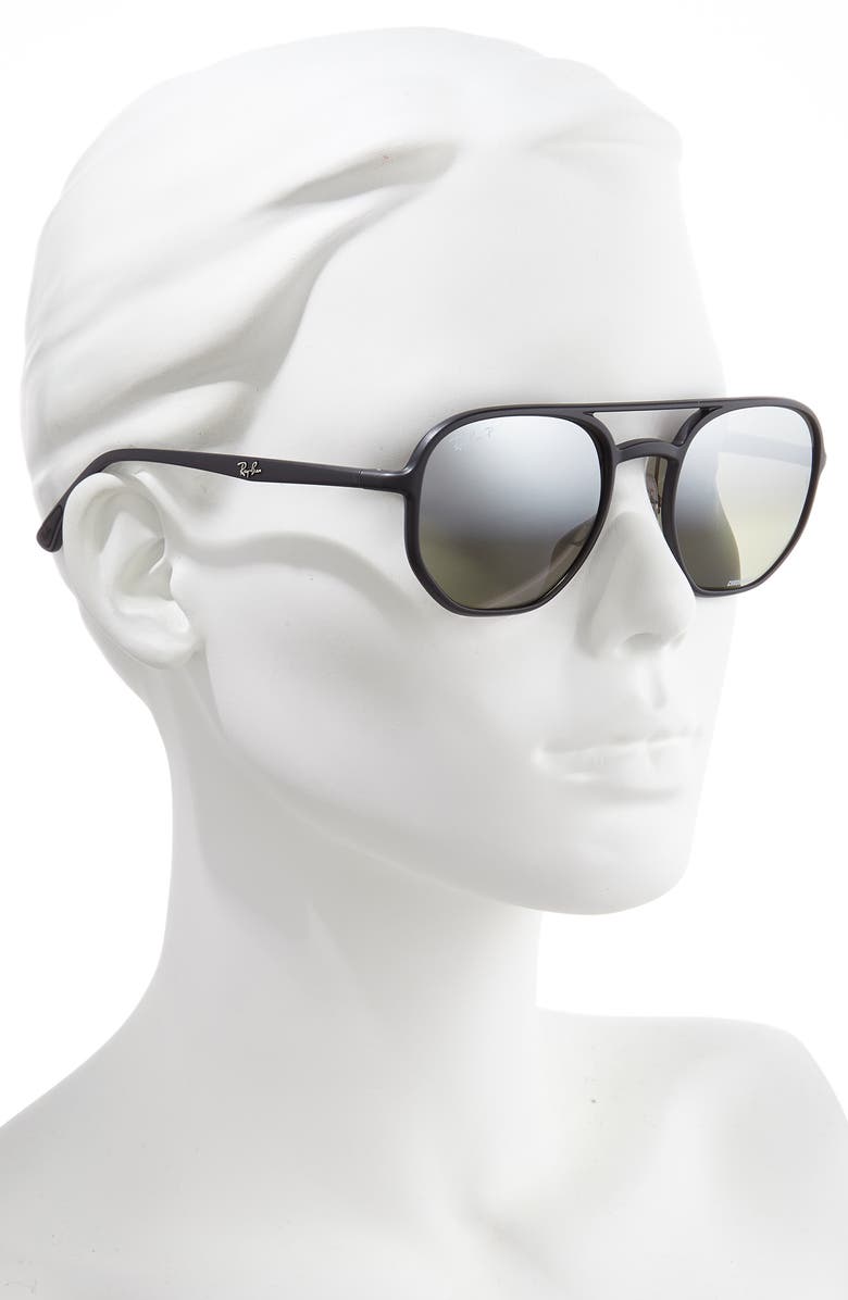 Ray-Ban 53mm Chromance Polarized Aviator Sunglasses, Alternate, color, Black/ Grey Grad Polar