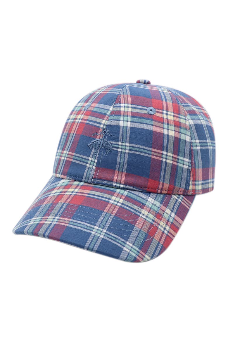 Plaid Baseball Cap, Main, color, NAVY/ RED