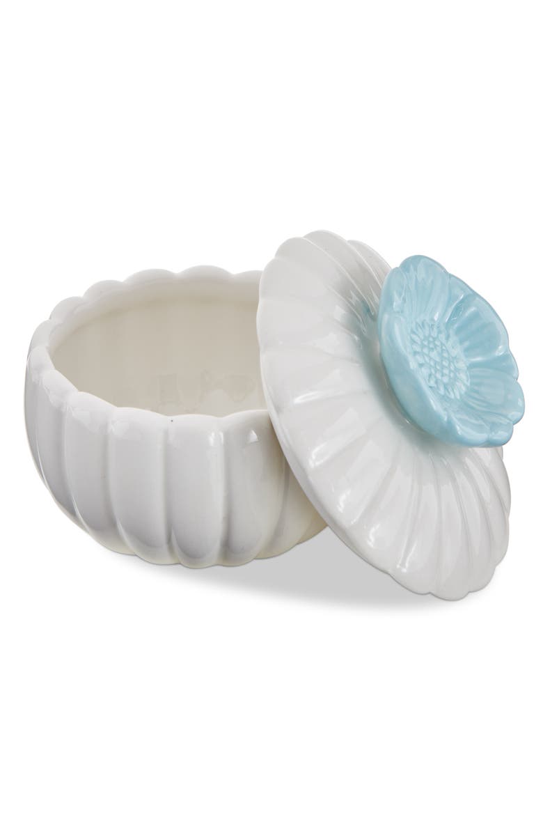 Scallop Flower Lidded Trinket Box White Multi Earthenware Everyday, Alternate, color, White