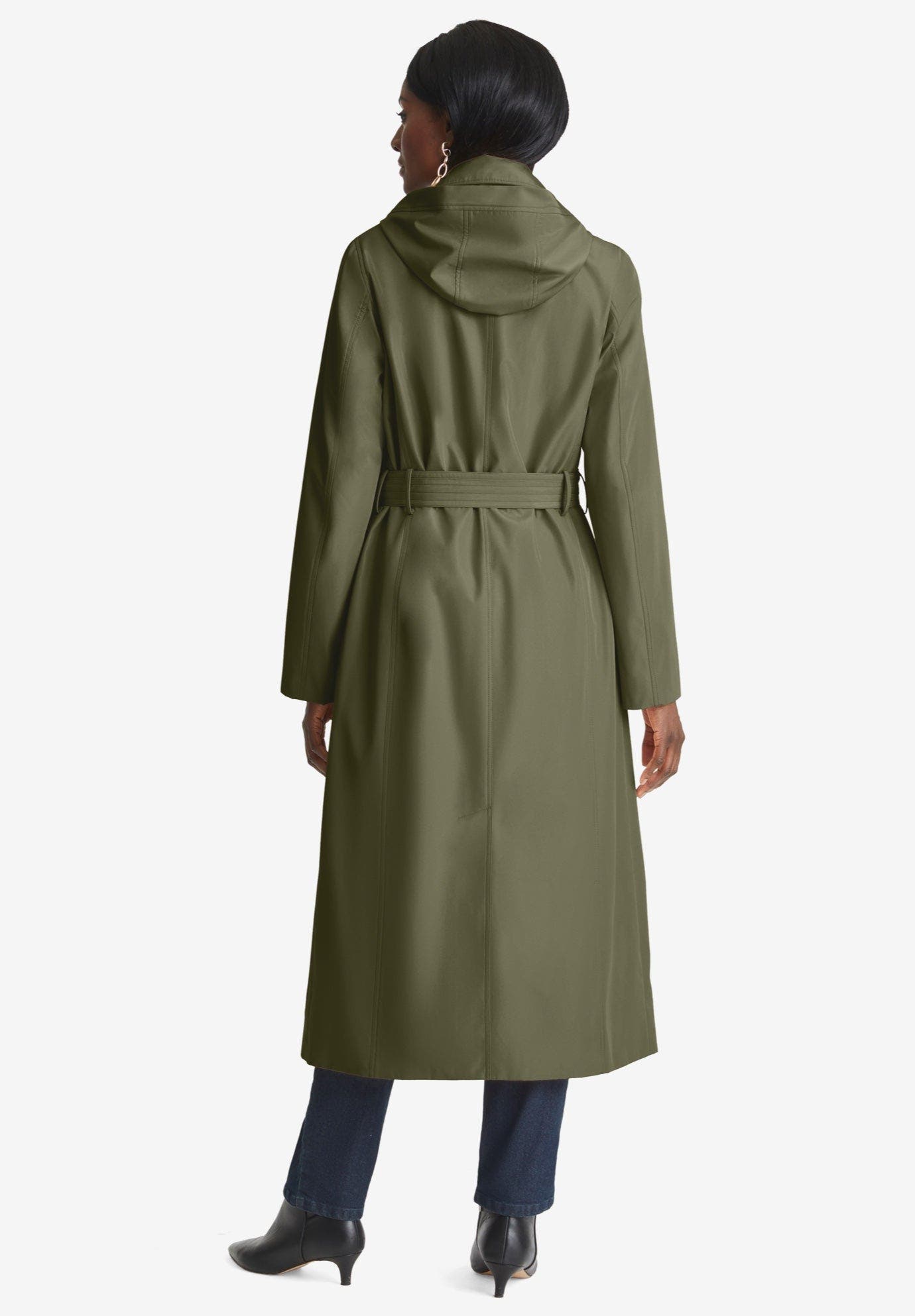 Double-Breasted Long Trench Raincoat - image 5