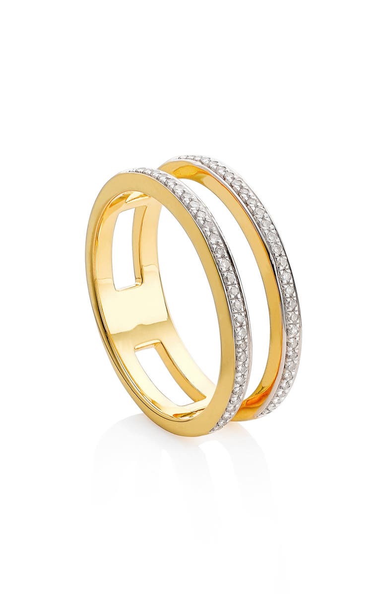 Monica Vinader Skinny Double Band Diamond Ring, Alternate, color, Yellow Gold