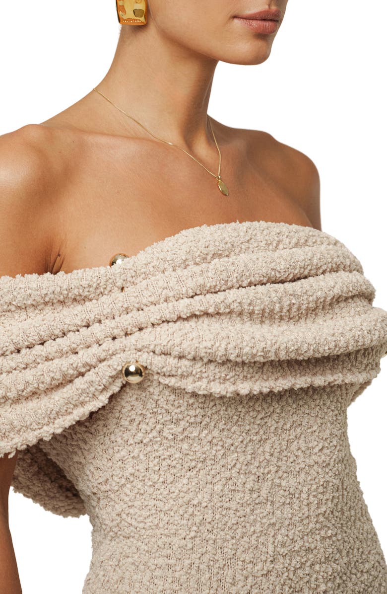 JLUXLABEL Pour Over Texture Off the Shoulder Dress, Alternate, color, Beige