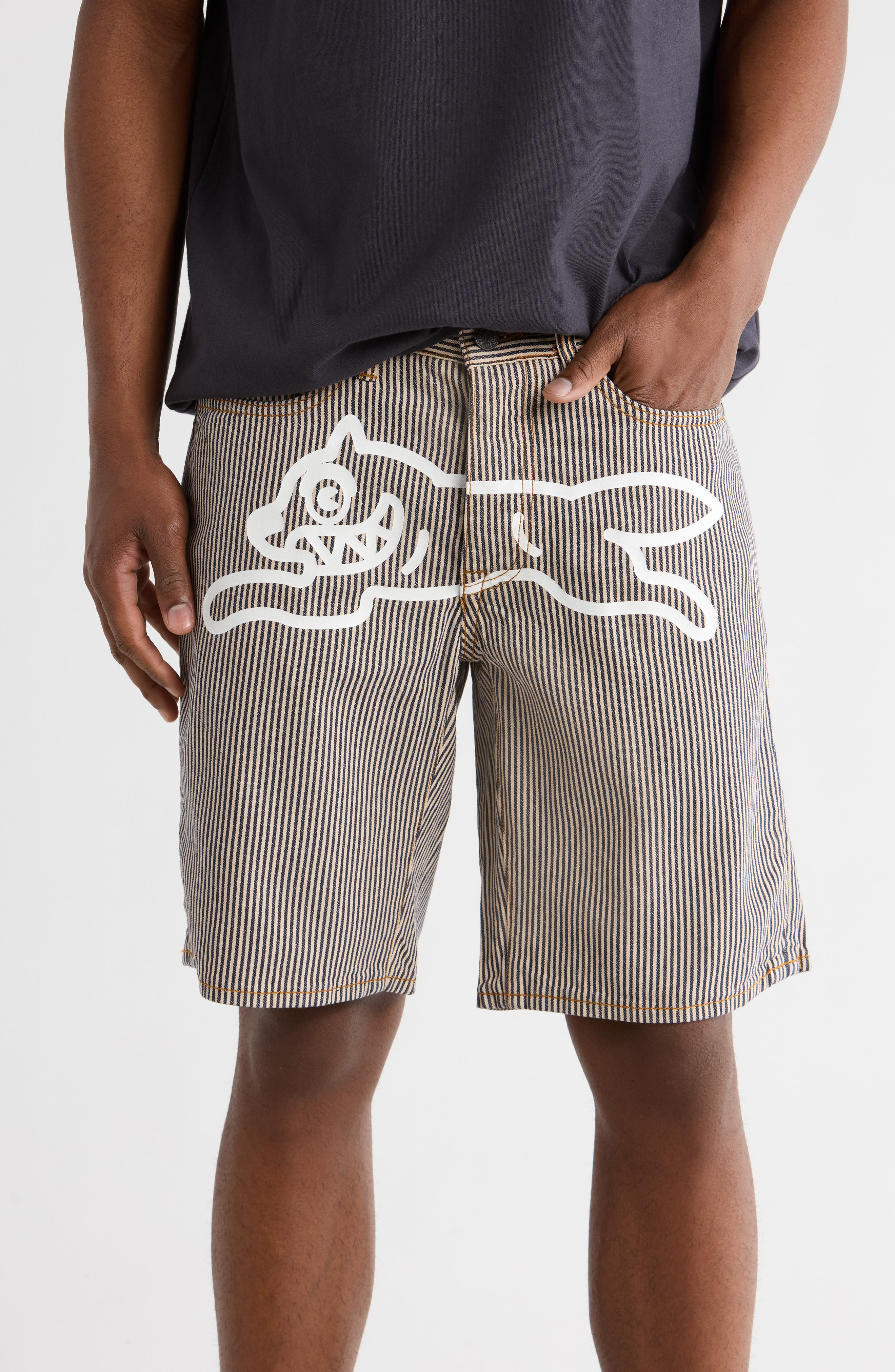ICECREAM Pinstripe Denim Shorts
