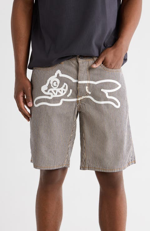 Pinstripe Denim Shorts