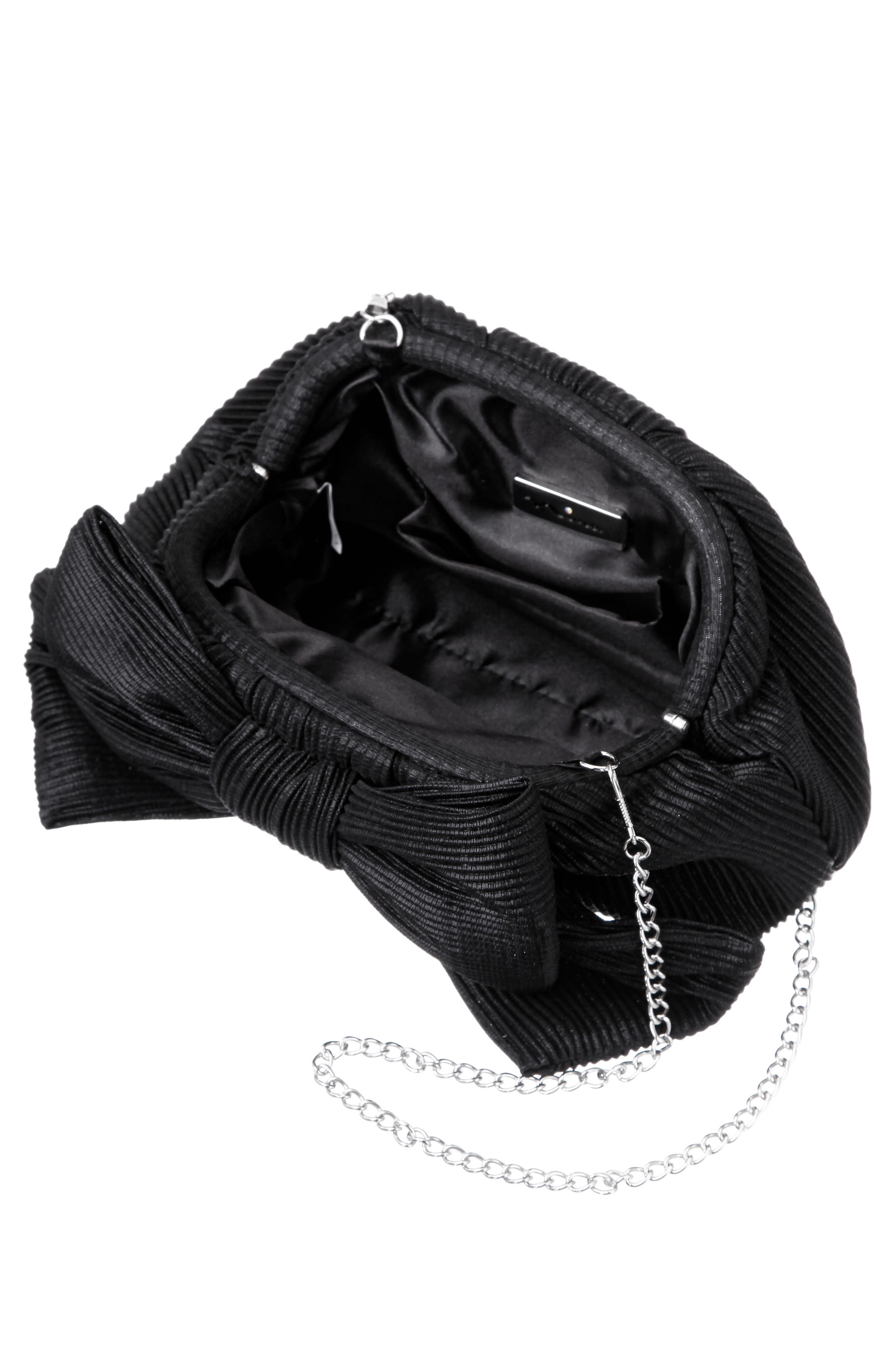 Nina Pleated Bow Clutch, Alternate, color, 
