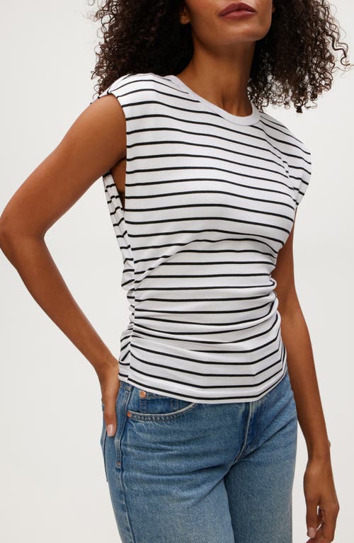 Michael Stars Joni Crewneck Power Shoulder T-shirt In Multi