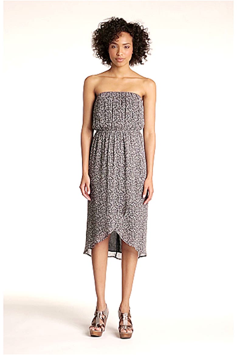 Strapless Faux Wrap Dress, Alternate, color, NAVY/ WHITE