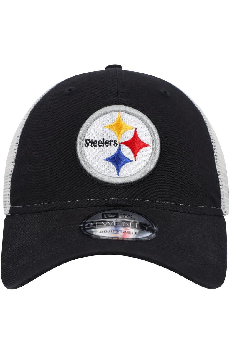 New Era Men's New Era Black/Natural Pittsburgh Steelers Loyal 9TWENTY Trucker Hat, Alternate, color, 