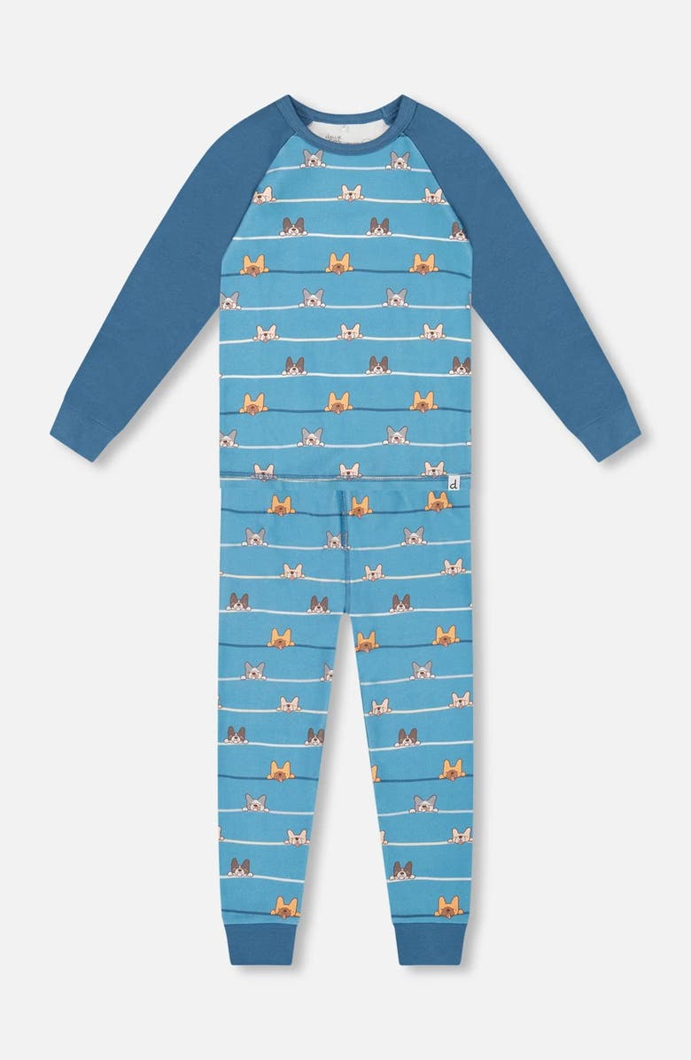 Deux par Deux Two-Piece Organic Cotton Pajama Set Dog, Main, color,