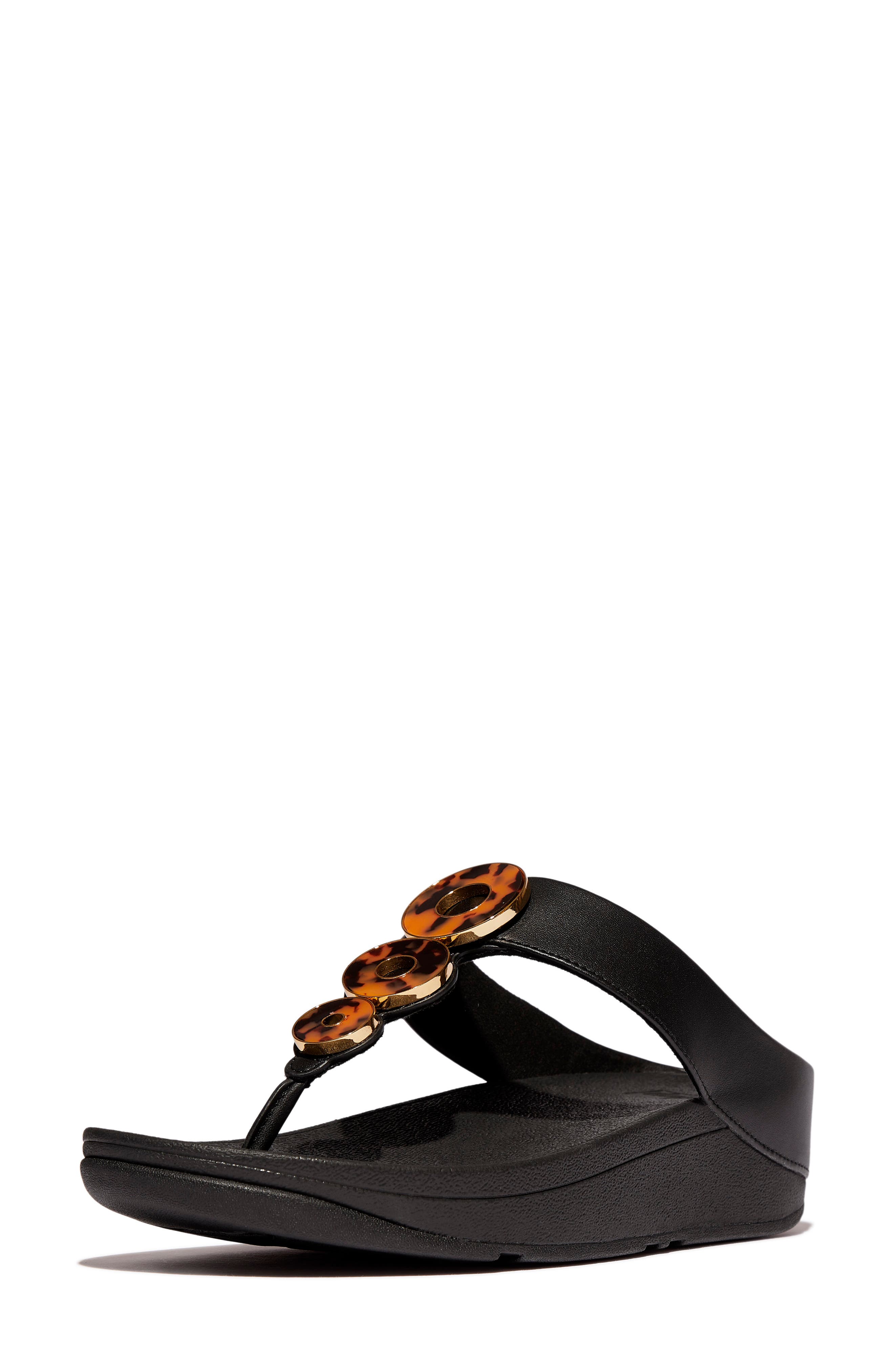 FitFlop Fino Platform Wedge Flip Flop, Alternate, color, All Black