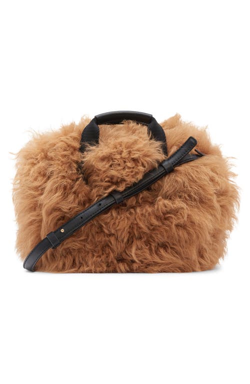 Moncler Micro Caradoc Genuine Shearling Crossbody Bag In Brown
