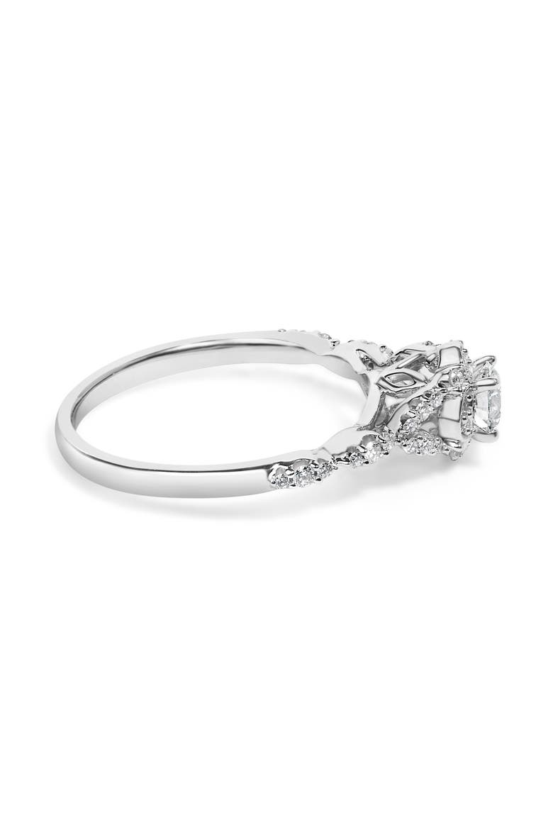 14K White Gold 1/2 Cttw Lab Grown Diamond Vintage Style Engagement Ring, Alternate, color, White