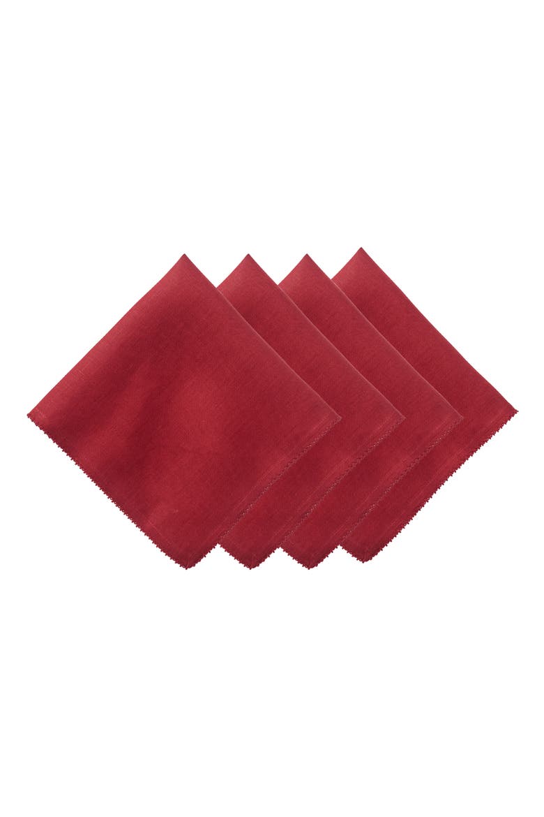 Berry Scallop Set of 4 Linen Napkins, Main, color, RUBY