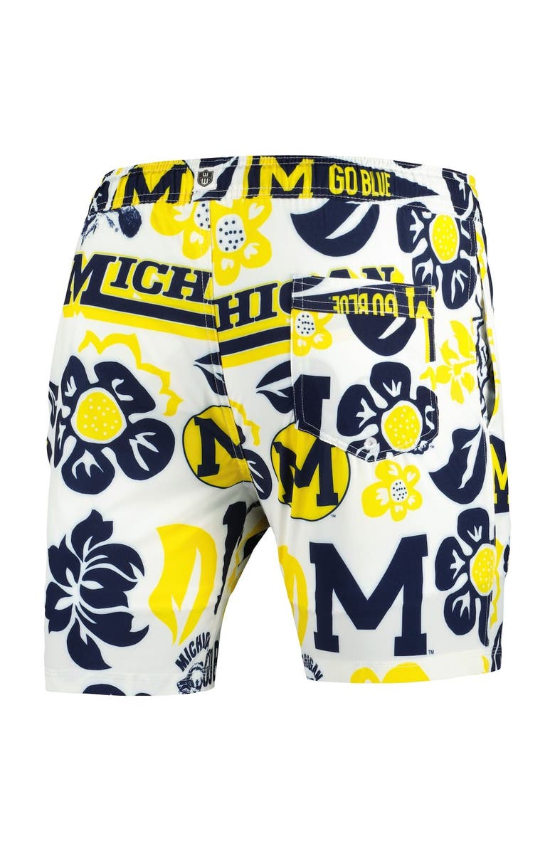 Wes & Willy Men's Wes & Willy White Michigan Wolverines Vault Tech Swimming Trunks, Alternate, color,