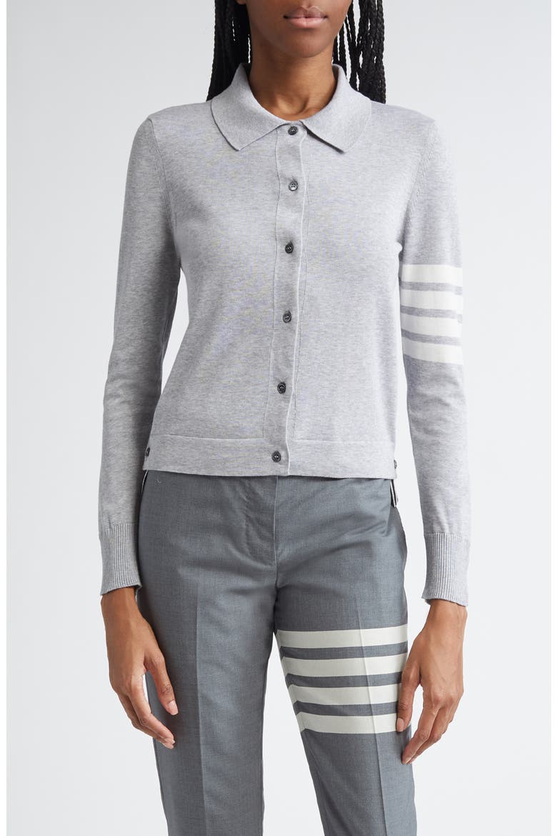 4-Bar Jersey Stitch Cardigan, Main, color, LIGHT GREY