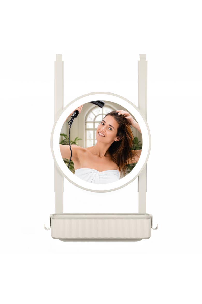 Over-The-Door LED Lighted Mirror Styling Station, Main, color, Neutral