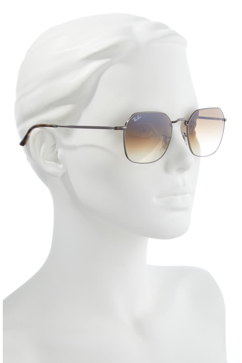 55mm Gradient Geometric Sunglasses, Alternate, color, GUNMETAL
