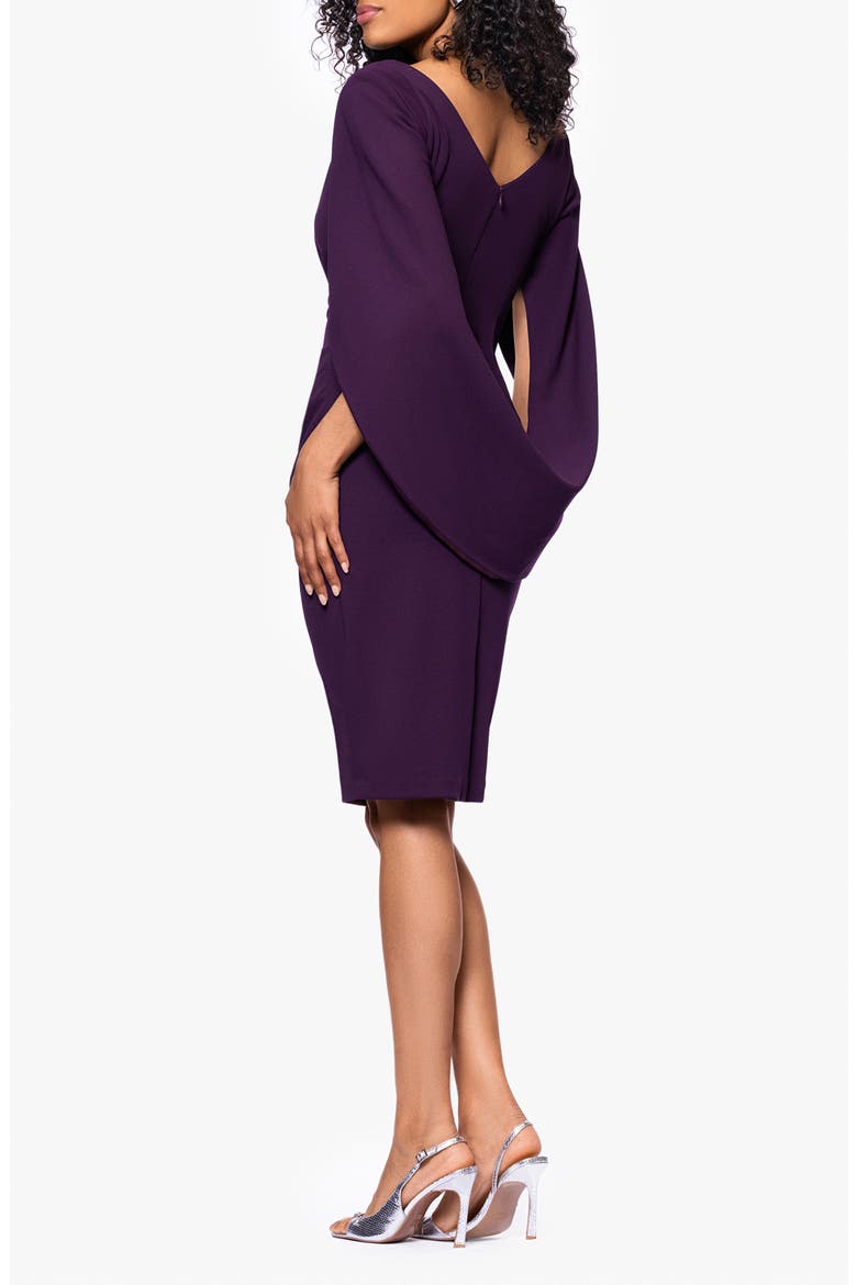 Drape Back Scuba Crepe Cocktail Dress, Alternate, color, MULBERRY
