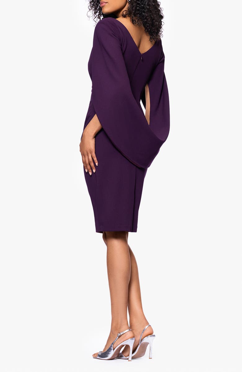 Betsy & Adam Drape Back Scuba Crepe Cocktail Dress, Alternate, color, Mulberry