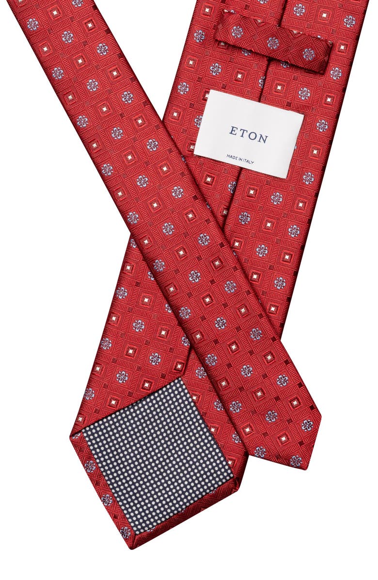 Eton Geometric Silk Tie, Alternate, color, Medium Red