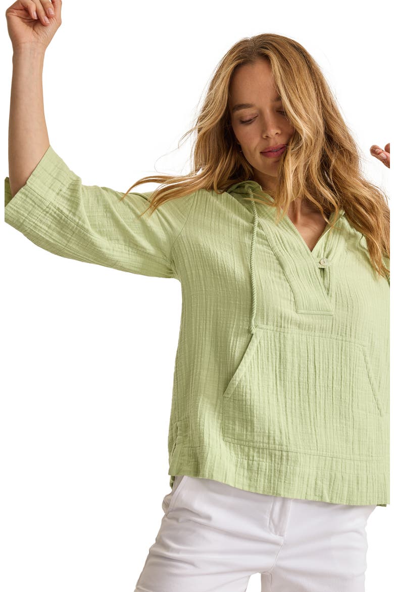Guaze Baja Cotton Hooded Pullover, Alternate, color, LIGHT ROSEMARY