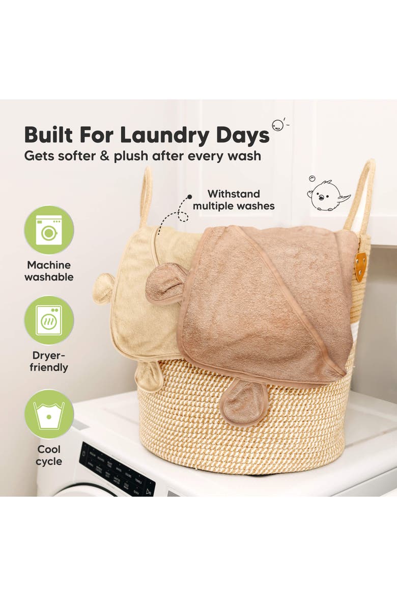 2-Pack Snuggle Hooded Towels, Alternate, color, Almond