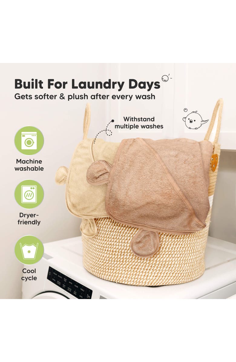 KeaBabies 2-Pack Snuggle Hooded Towels, Alternate, color, Almond