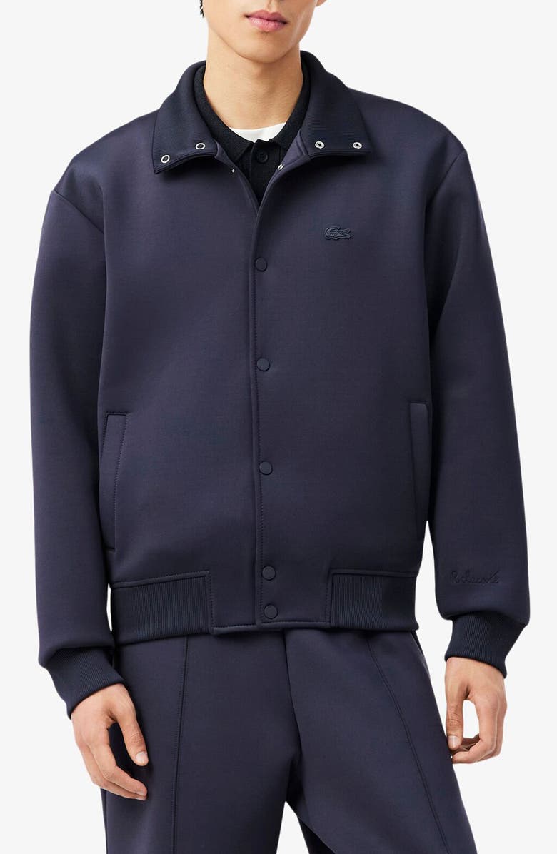 Lacoste Paris Knit Bomber Jacket, Main, color, Graphite