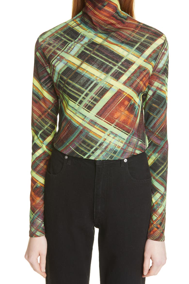 Cardio Nova Lace Top, Main, color, GREEN PLAID