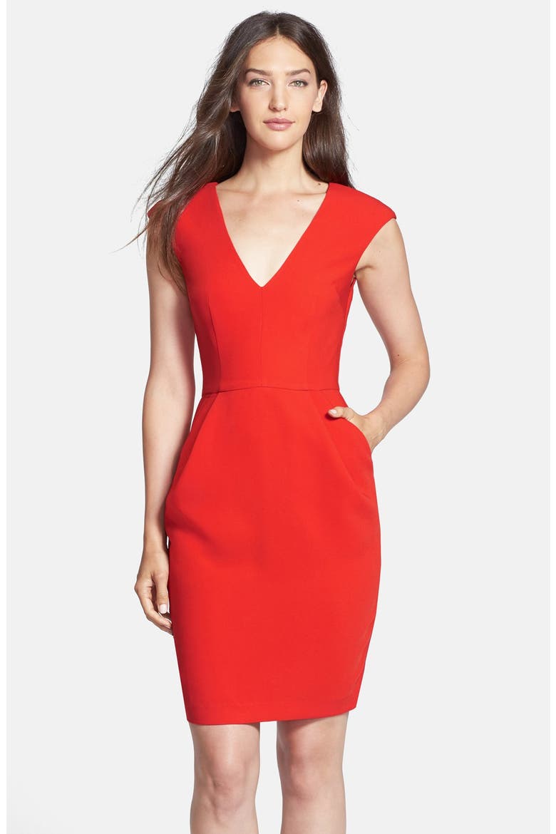 Woven Sheath Dress (Nordstrom Exclusive), Main, color, RED
