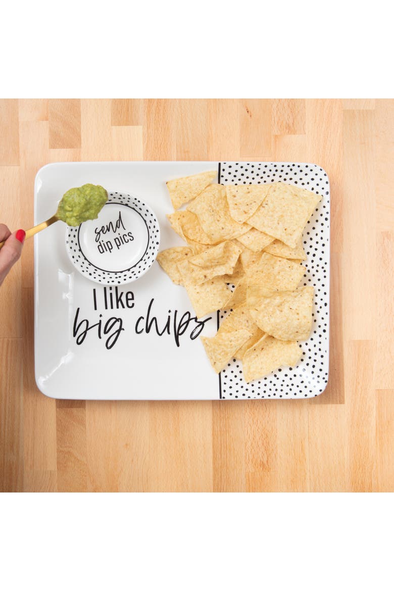 Pics/Chips Platter & Bowl Set of 2 Ceramic White, Alternate, color, White