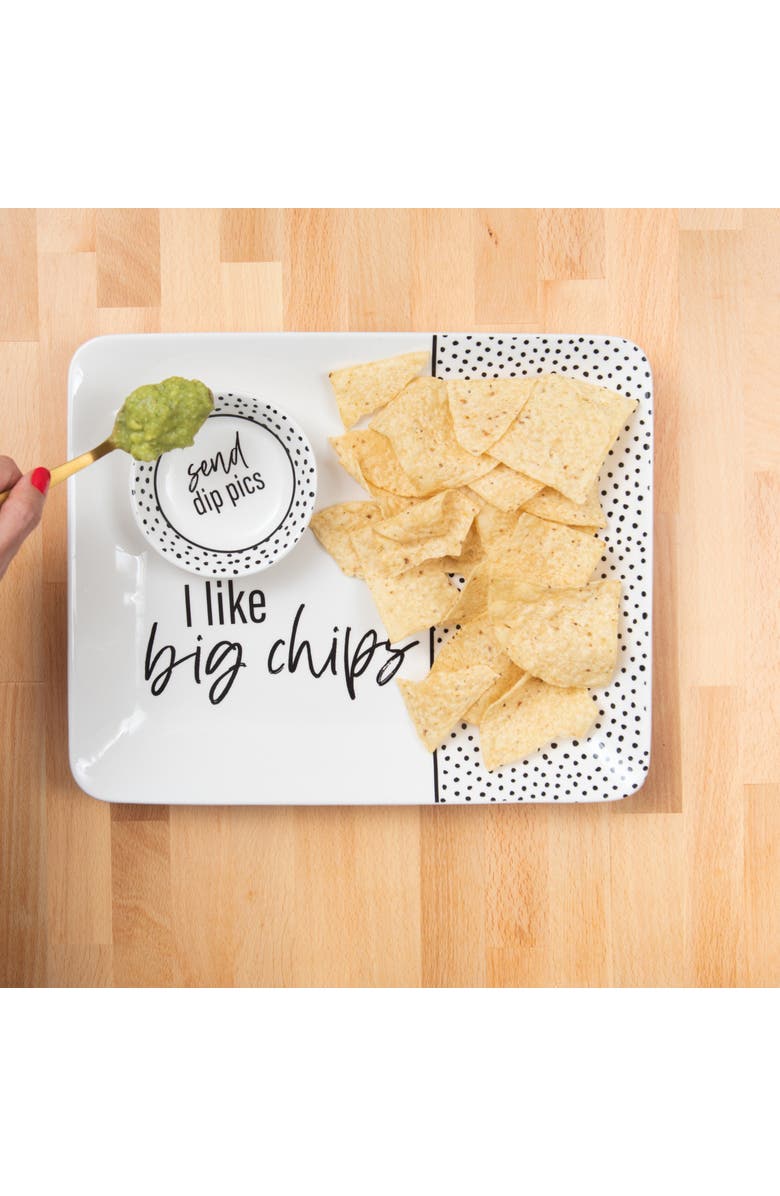 Totalee Gift Pics/Chips Platter & Bowl Set of 2 Ceramic White, Alternate, color, White
