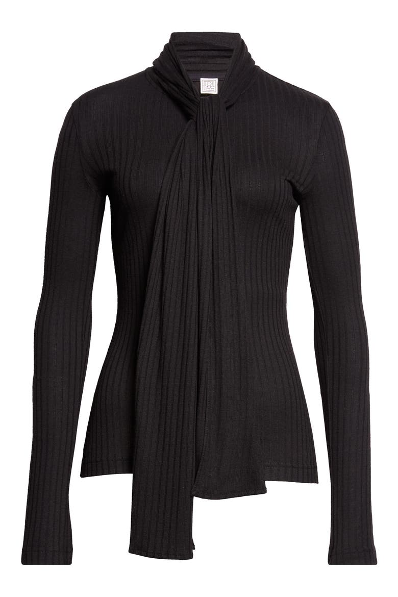 Ribbed Bow Top, Alternate, color, BLACK